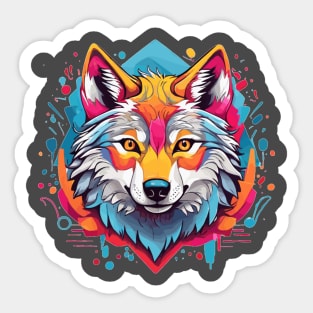 Fantasy Colorful Wolf Face Sticker